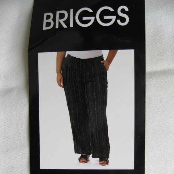 Briggs Ladies' Comfort Stretch Waistband Linen Blend Pants black stripes(0889) - Picture 1 of 14